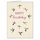 Ecru Anna's Hummingbirds Birthday Card