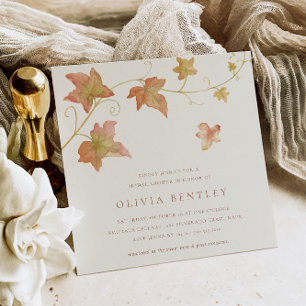 Ecru   Autumn Leaves Fall Bridal Shower Invitation