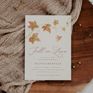 Ecru Autumn Leaves Fall Bridal Shower Invitation
