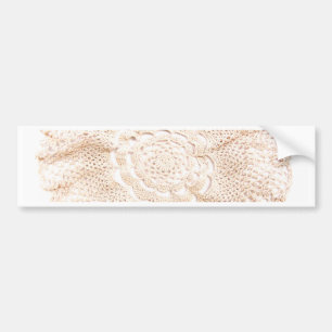 Ecru Beige Tan Old-fashioned Vintage Doily Bumper Sticker