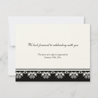 Ecru black filigree border wedding rsvp response