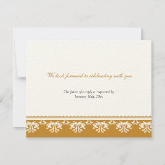 Ecru brown filigree border wedding rsvp response invitation