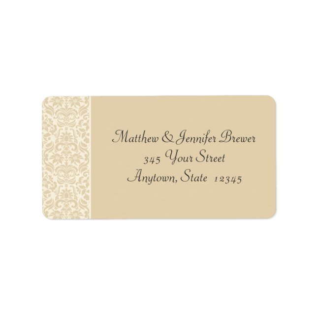 Ecru & Cream Damask Envelope Address Labels (Front)