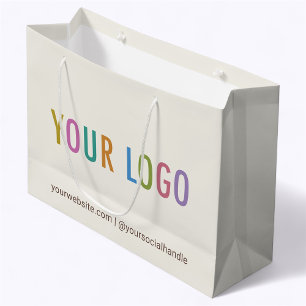 Ecru Cream Paper Gift Bag for Business Custom Logo