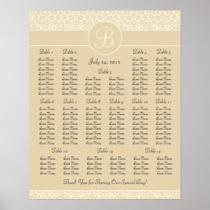 Ecru Damask Wedding Reception Seating Chart