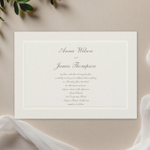 Ecru Dreams Simple Traditional Elegant Wedding Invitation