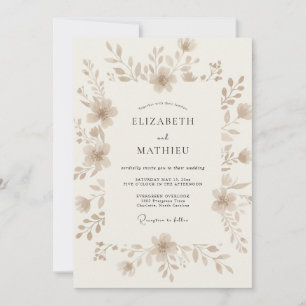Ecru Earthy Wildflower Wedding Invitation