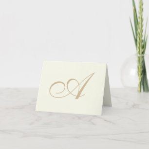 Ecru Elegant Script Monogram Thank You Card