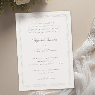 Ecru Formal Romance Classic Triple Frame  Wedding Invitation