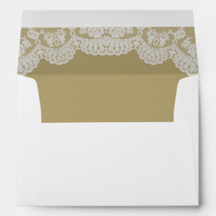Ecru Gold White Lace Wedding Envelopes