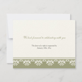 Ecru green filigree border wedding rsvp response invitation