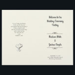 Ecru Hearts Folded Wedding Program Template<br><div class="desc">Plain ecru wedding program template to be folded in half after purchase. Little embellishments, such as line dividers for the names, and cute entwined hearts on the back, give this simple program an enchanting touch. Casual printed font style is used for the "order of ceremony" and "wedding party", as well...</div>