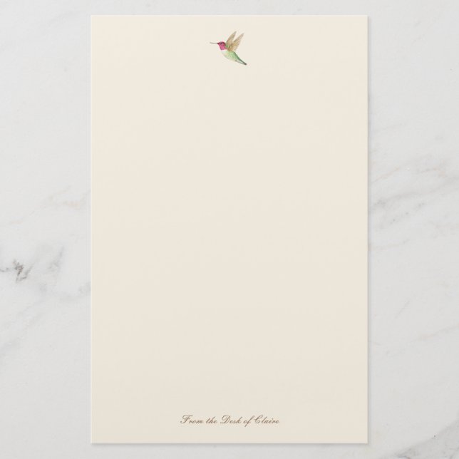 Ecru Hummingbird Stationery Paper (Front)