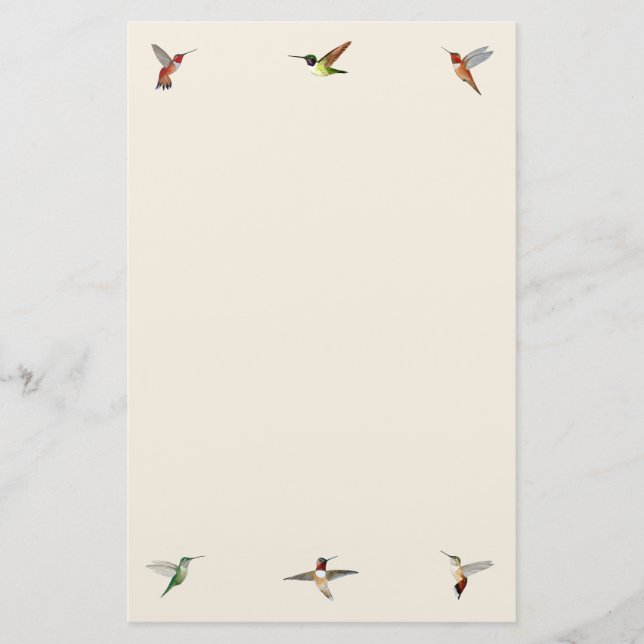 Ecru Hummingbird Stationery Paper (Front)
