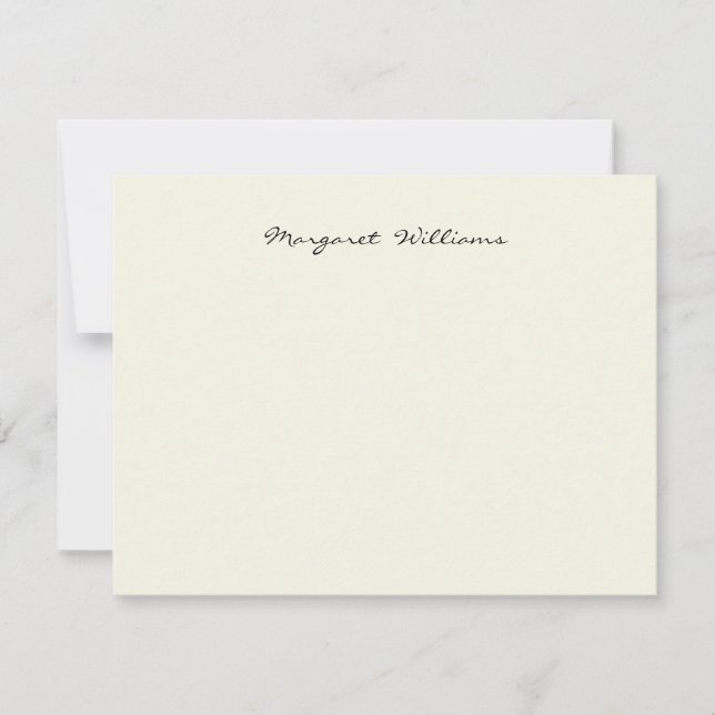 Ecru Ivory White Handwriting Script Name Card (Front)