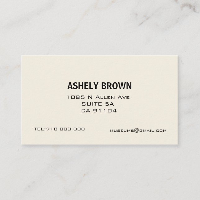 Ecru Minimalist Calling Business Card (Front)