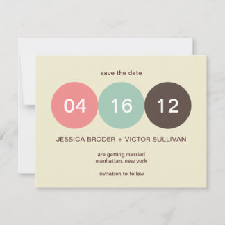 Ecru pastel dot wedding announcement save the date