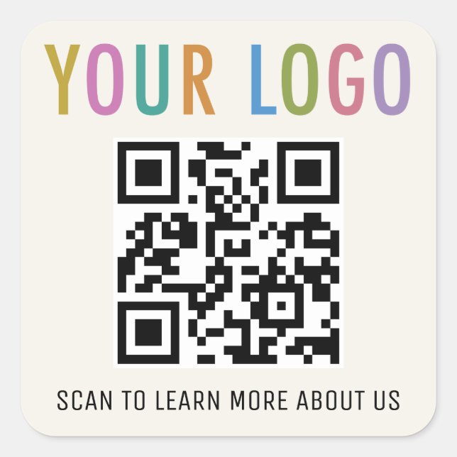Ecru QR Code Stickers Company Logo 1.5 inch 3 inch (Front)