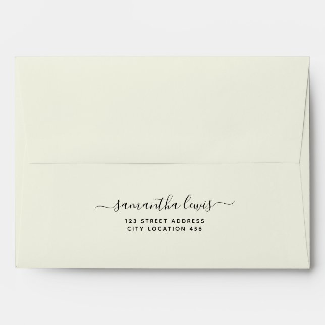 Ecru Simple Elegant Script Name Classic  Envelope (Back (Top Flap))