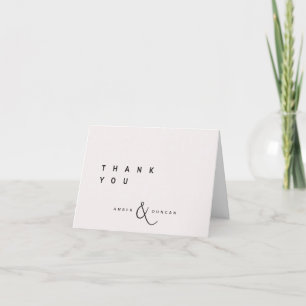 Ecru Simple Wedding Thank You Folded Card