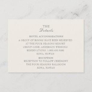 Ecru Wedding Details Card