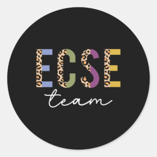 Ecse Team Leopard Back To School Cute Teachers Wom Classic Round Sticker