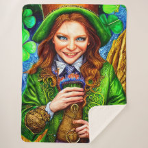 Ecstatic Green Woman Leprechaun Inspired Artwork