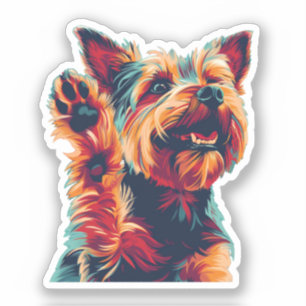 Ecstatic Yorkshire Terrier Waving at You