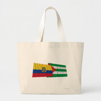 Ecuador and Manabí waving flags Large Tote Bag