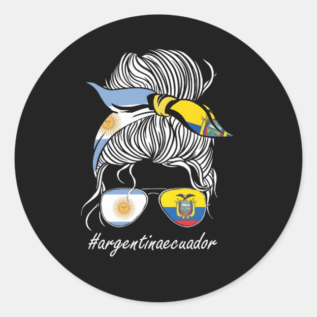 Ecuador Argentina Flag Roots Ecuador Flag Classic Round Sticker (Front)