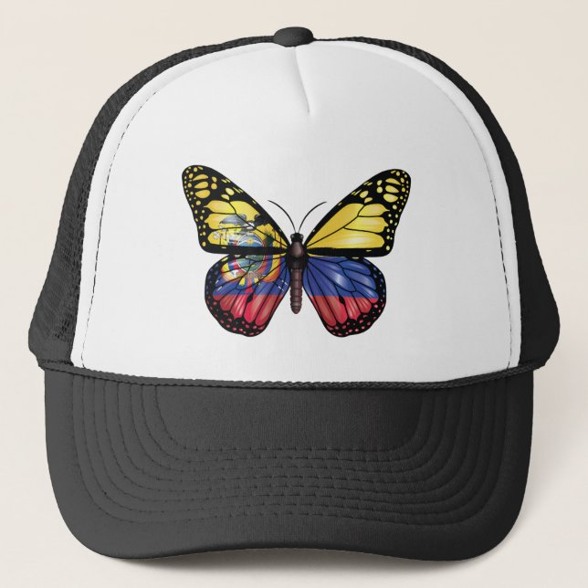 Ecuador Butterfly Monarque Flag Trucker Hat (Front)
