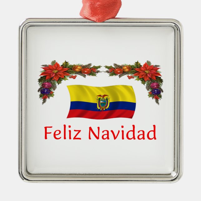 Ecuador Christmas Metal Tree Decoration (Front)