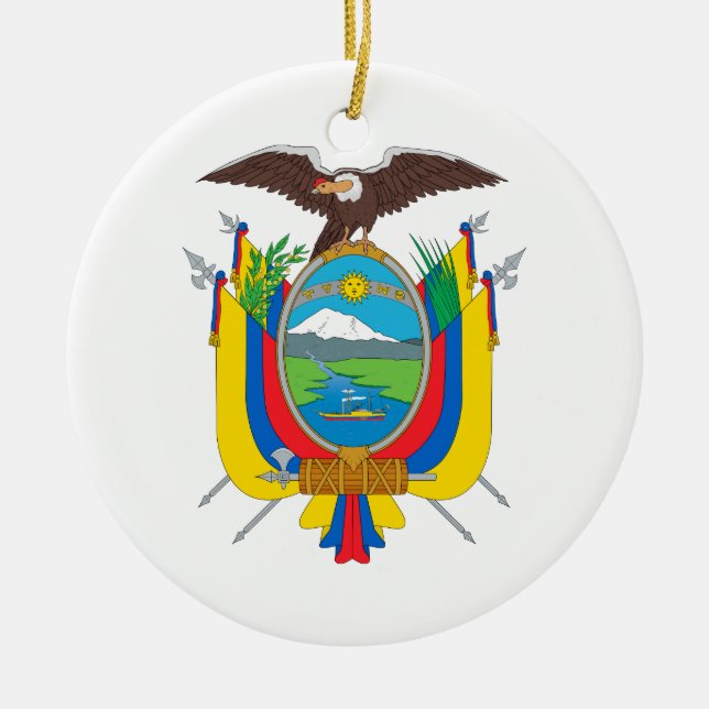 Ecuador Coat of Arms Ceramic Tree Decoration (Front)