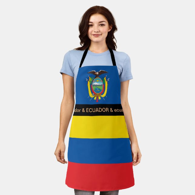 Ecuador Cooking, Ecuador Flag Chefs kitchen Apron (Worn)