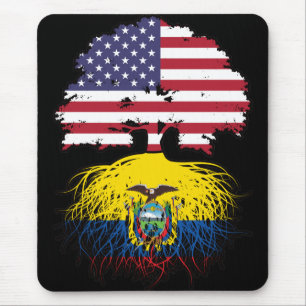Ecuador Ecuadorian American USA Tree Roots Flag Mouse Mat