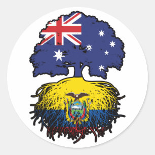 Ecuador Ecuadorian Australian Australia Tree Roots Classic Round Sticker