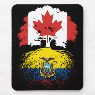 Ecuador Ecuadorian Canadian Canada Tree Roots Flag Mouse Mat