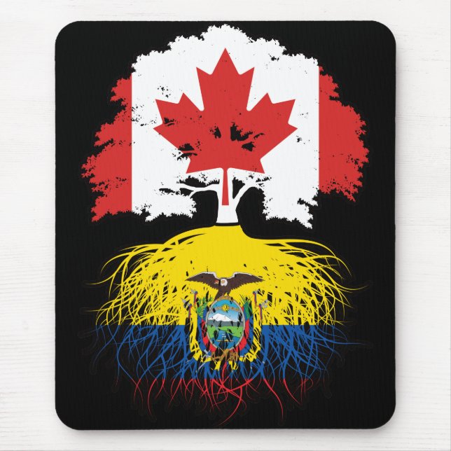 Ecuador Ecuadorian Canadian Canada Tree Roots Flag Mouse Mat (Front)