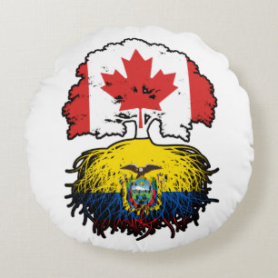 Ecuador Ecuadorian Canadian Canada Tree Roots Flag Round Cushion