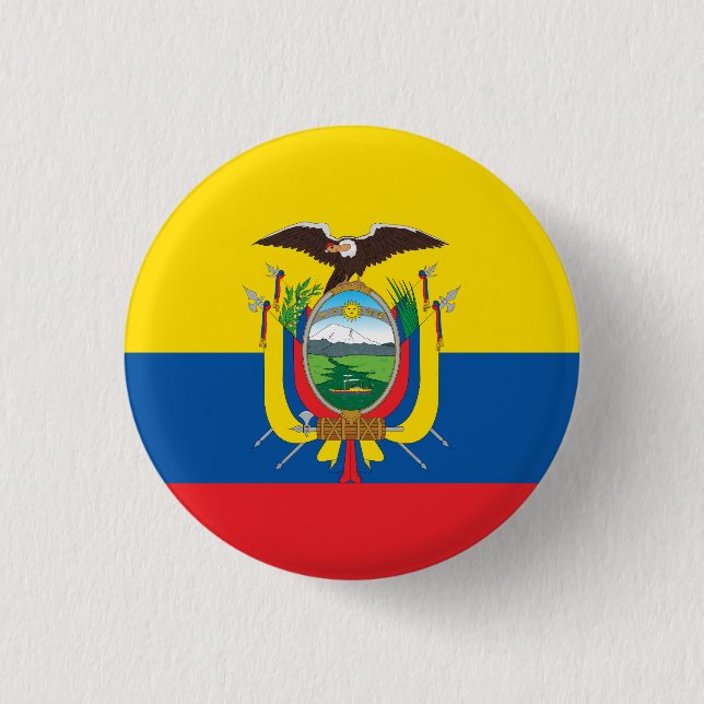 Ecuador (Ecuadorian) Flag 3 Cm Round Badge (Front)