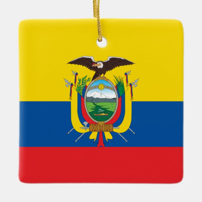 Ecuador (Ecuadorian) Flag Ceramic Ornament (Front)