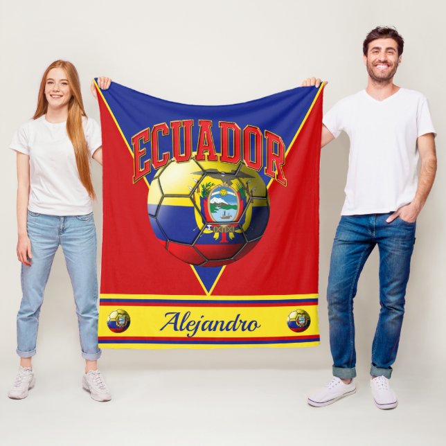 Ecuador Ecuadorian Flag Soccer Ball | Name Fleece Blanket (In Situ)