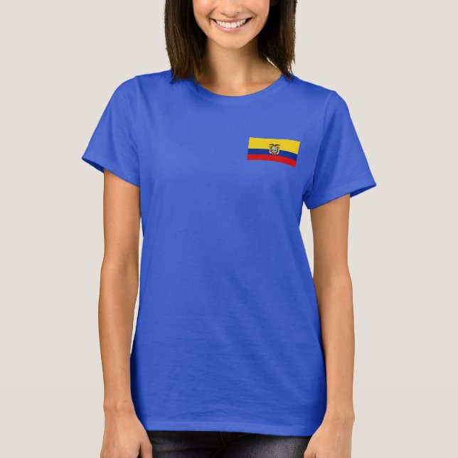 Ecuador Flag and Map dk T-Shirt (Front)
