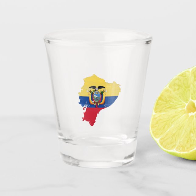 Ecuador flag and map shot glass (Front)