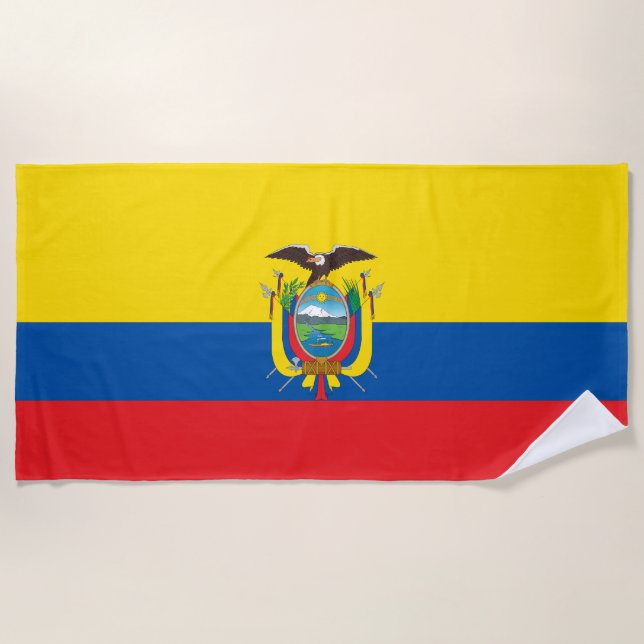 Ecuador Flag Beach Towel (Front)