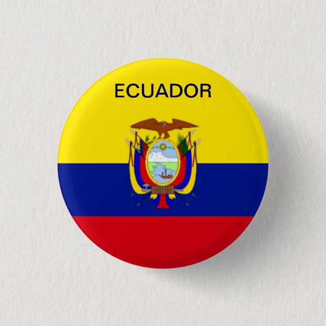Ecuador flag button. 3 cm round badge (Front)