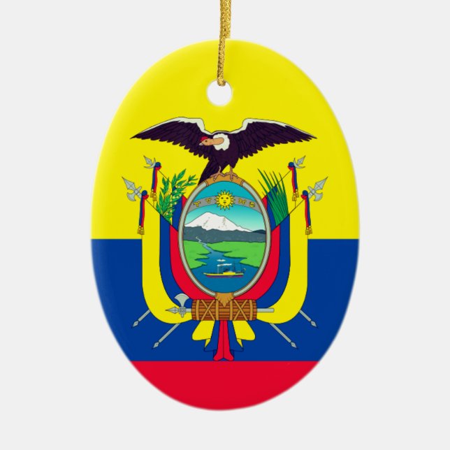 Ecuador Flag Ceramic Tree Decoration (Front)