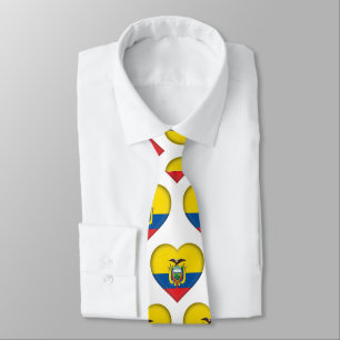 Ecuador Flag Colors Heart Pattern Neck Tie
