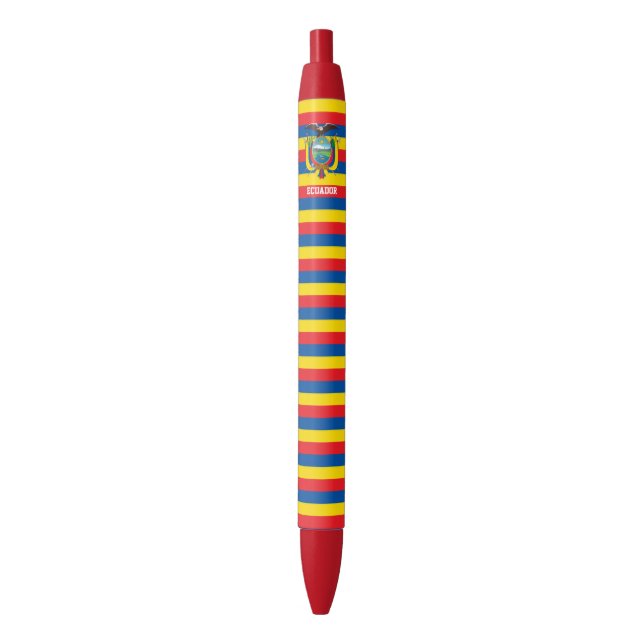 Ecuador Flag Cute Patriotic Black Ink Pen (Front Vertical)