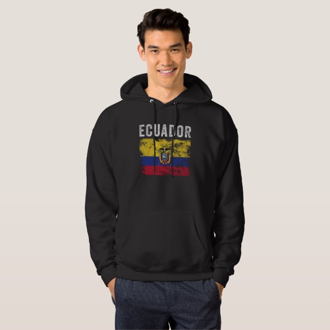 Ecuador Flag Distressed Ecuadorian Flag Hoodie (Front Full)